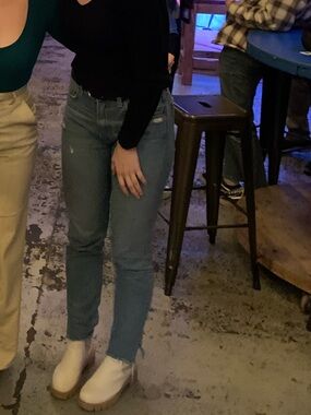 Reformation Julia Cigarette High Rise Slit Hem Jeans